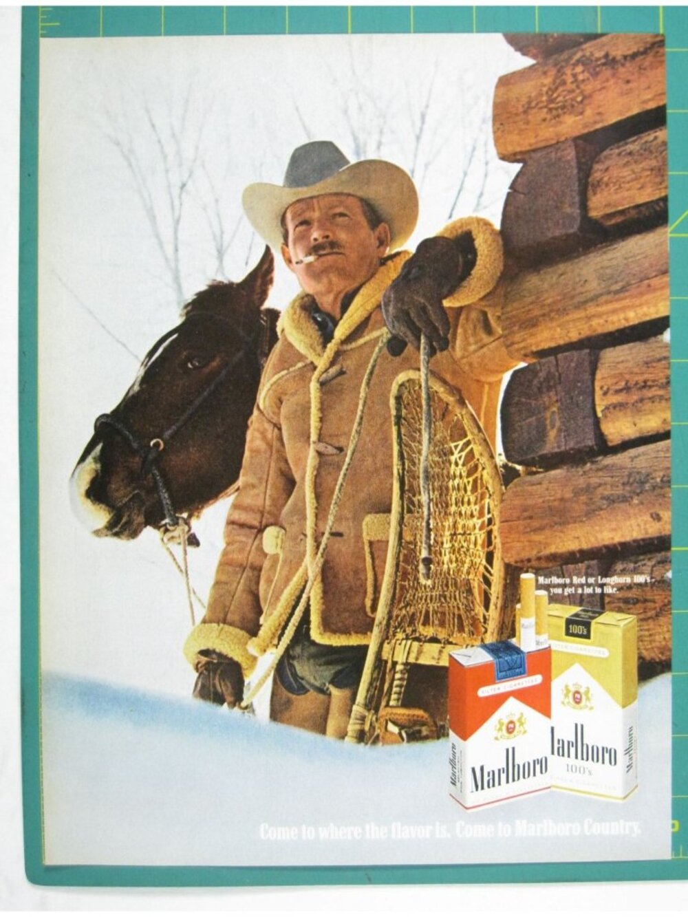 Print Ad Marlboro Country Cowboy Outdoor Cigarettes Snow Horse Vintage 1970s